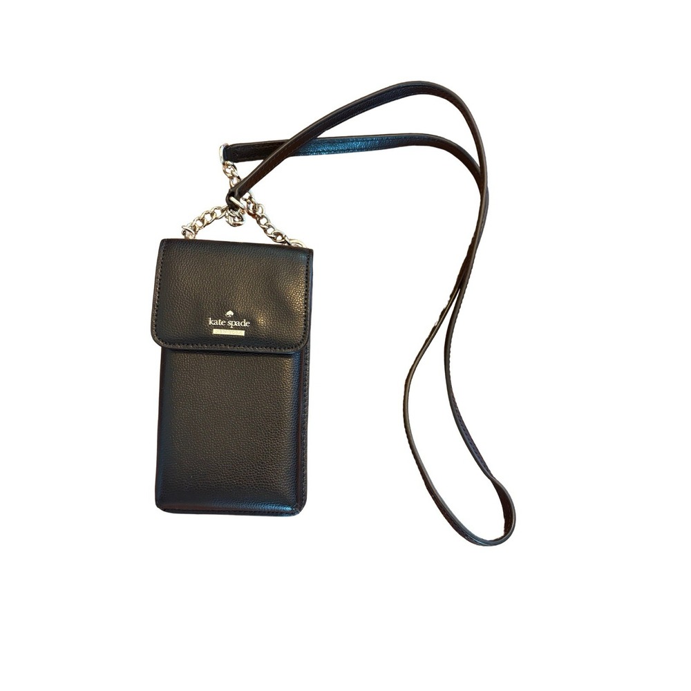 kate spade Black Leather Crossbody Phone Bag with 3 Credit Card Slots